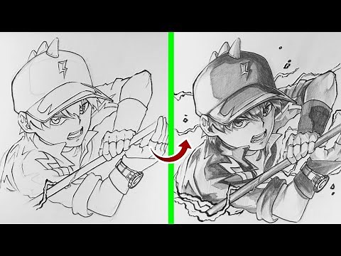 How to draw Boboiboy Halilintar with pencil / #boboiboygalaxy #boboiboy