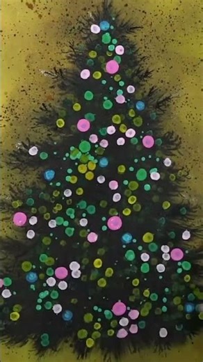 “Vintage Christmas Tree” full acrylic painting tutorial on my channel! 🎄🎨 #shorts #art #christmas