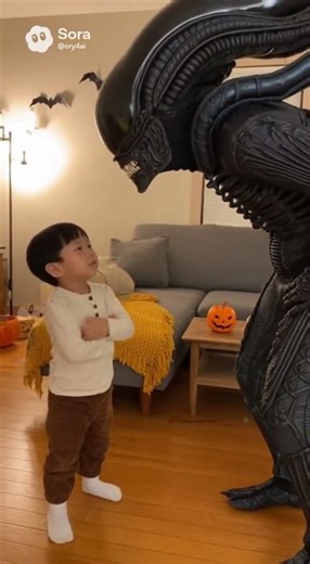 Even Alien Predator Gets Scolded From This Kid😂 #kids #alien #funny