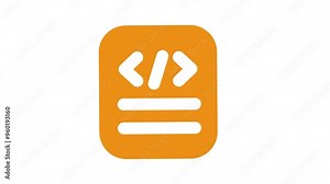 Orange rectangle with a code symbol and two white lines. Perfect for tech concepts, codingrelated designs, digital backgrounds, and data visualization projects.