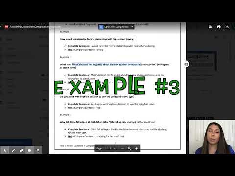 Answering questions with complete sentences