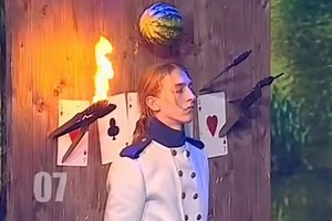 Live TV knife-throwing stunt goes predictably wrong