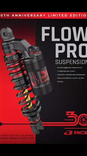 RCB FLOW PRO 30th LIMITED EDITION FULLY ADJUSTABLE SUSPENSION (Pre-load, Rebound, Compression) ONTI LANG TO LAST STOCKS NA TO! Aerox V1/V2/V3 (305mm) - ₱12,800 Nmax V1/V2/V3 (305mm) - ₱12,800 Honda Click V1/V2/V3 (330mm) - ₱6700 Mio M3 (305mm) - ₱5300