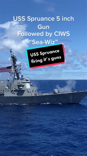 USS Spruance Destroyer Firing 5 Inch Gun & Sea Wiz (CIWS) | Navy Power