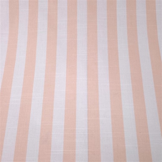 Peach & White Cotton Linen Stripe Fabric, 55" Wide 1 Inch Vertical Stripe for Curtains, Slipcovers, Summer Dresses, Bedding - Etsy