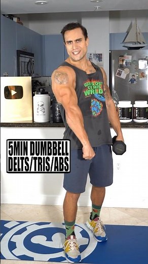 Intense 5 Minute HIIT Dumbbell Home Workout Circuit for Shoulders, Triceps & Abs! 💪🏻👽