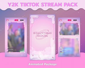 Y2K Pink Tiktok Stream Pack, Animated Vertical Stream Overlay, Instant Download - Etsy