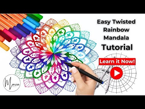 Beautiful Mandala Art Drawing | Easy Twisted Rainbow Mandala Tutorial