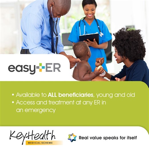 Easy-ER is your key to emergency medical cover at any hospital without any hidden costs. Find out more at https://cutt.ly/ZHx9QRJ #KeyHealthCares #EasyER #RealValue | KeyHealth Medical Scheme