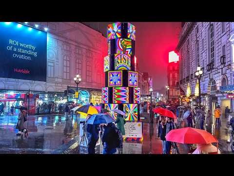 London Rain Walk 2026 | Marylebone to Covent Garden, Rainy London Night Walking Tour | 4K HDR