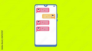 Messenger conversation animation Green Screen. Chatting in messenger send and receive message with Blank speech bubble. Online chatting dialog text conversation customer support.SMS chat social media.