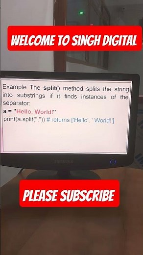 Python String Split method #singhdigital #computer #pythonprogramming #viralshort