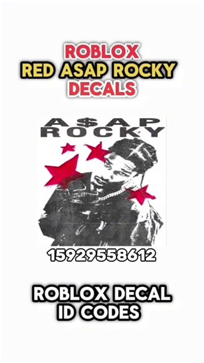 Replying to @mari Roblox ASAP ROCKY Decal ID Codes 4 u!🌟profile pics, poster, icons, #roblox #robloxcodes #robloxpfp #asaprocky #robloxgame