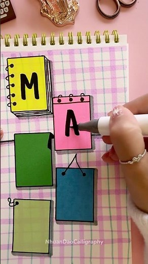 Quick & Easy Front Page Design using Sticky Notes: March 🔖 #shorts #nhuandaocalligraphy #frontpage