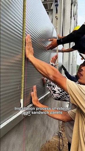 Installation process of exterior wall sandwich panels.