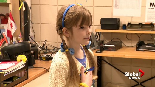Alberta students mark ‘blue and yellow day’ in support of Ukraine