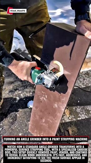 Turning an Angle Grinder Into a Paint Stripping Machine #woodworking #wood #woodscraft #satisfying