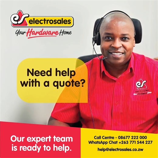3.6K views · 25 reactions | Whether you’re planning a building project, home renovation, or solar installation, our team of experts is here to help you with the best products and prices. Email - help@electrosales.co.zw Call Centre - 08677 222 000 WhatsApp Chat +263 771 544 227 Contact us today. #ContactUs #EnquiriesandQuotes #YourDependableHardwareHome | Electrosales Hardware | Facebook