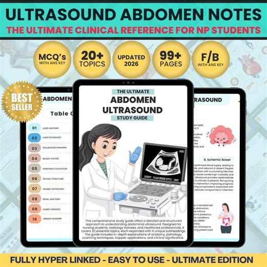 Ultrasound Abdomen Study Note, Sonography Student Guide 20  Topics, 98  Pages, Hyperlinked, 2026 Edition (digital Download) - Etsy