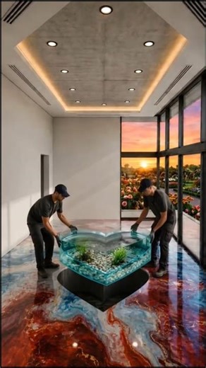 This Epoxy Floor is INSANE🤯 🐠#shorts #epoxy #transformation #epoxyfloor
