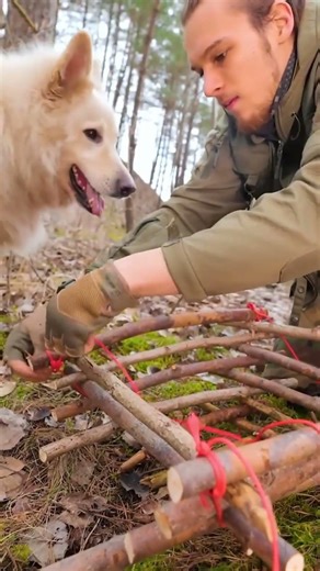 Building a wooden basket for my forest finds 🍎🌲 #woodcraft