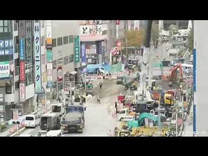 博多駅前道路陥没埋戻し タイムラプス 砕石～開通まで