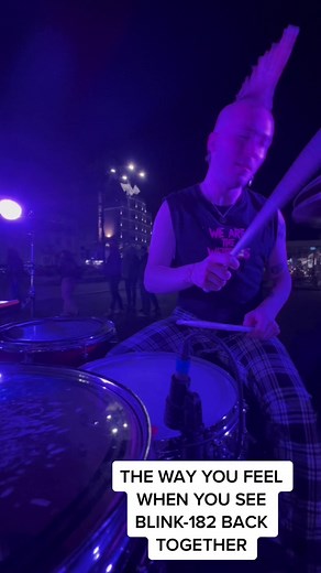 How you feel when when you see @blink-182 back together. #music #drumcover #drums #blink182 #travisbarker #tomdelonge #markhoppus #whatsmyageagain #live #happiness #mohawk @2000's Rock Party