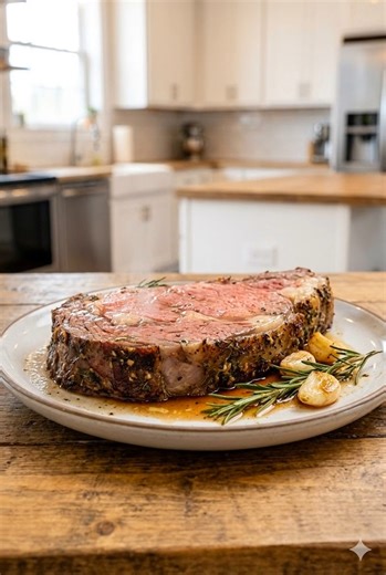Best Ever Prime Rib 🥩🧄 Craving a fancy steakhouse dinner without leaving the house? This melt-in-your-mouth garlic herb prime rib is the ultimate weekend treat! ✅ What you’ll need: 1 (5 to 7 lb) bone-in prime rib roast, room temp 1/2 cup unsalted butter, softened 6 cloves garlic, minced 2 tbsp fresh rosemary, finely chopped 1 tbsp fresh thyme, finely chopped 1 tbsp kosher salt & 1 tsp black pepper 👩‍🍳 How to make it: Let the prime rib sit at room temperature for at least 2 hours before roast