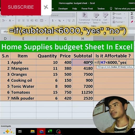 Create a Smart✨🚀 Home Budget Sheet in Excel 📊 | Subtotal & Affordability Check #excel #excel2025