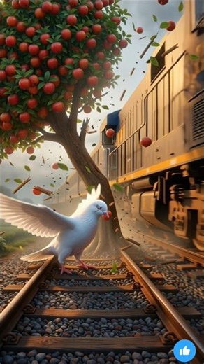 Pigeon planted a apple 🍎 tree in the railway track☺️ #ai #shorts #ytshorts#trendingshorts #trending