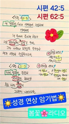 #성경암송 시편 말씀 듣기 ASMR🌸#성경필사노트 #손글씨 #암기법