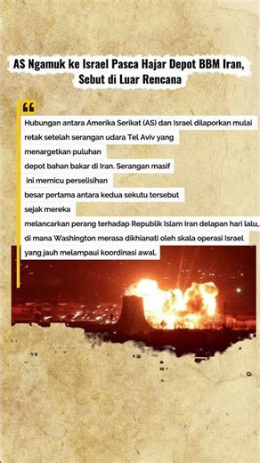 AS Ngamuk ke Israel Pasca Hajar Depot BBM Iran, Sebut di Luar Rencana #berita#trendingshorts
