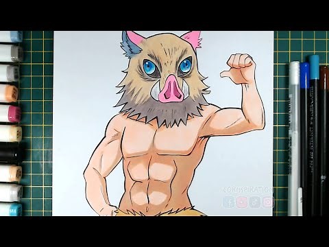 Cómo dibujar a Inosuke Hashibira 👩‍🎨👨‍🎨 Paso a Paso
