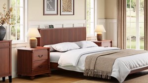 AVZEAR Wood Fluted Headboard Queen Size, Mid Century Modern Queen Headboard Only, Wall Mounted Headboard with 2 Outlets and USB & Type C Port, Curved Wooden Bed Headboards Bedroom Decor, Walnut