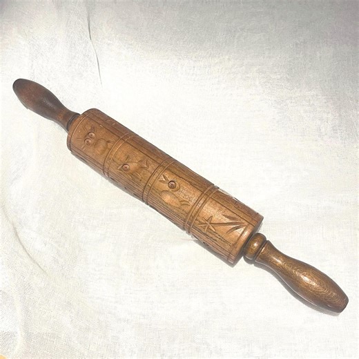 Vintage Wooden Springerle Rolling Pin: German Cookie Stamp, Animals - Etsy