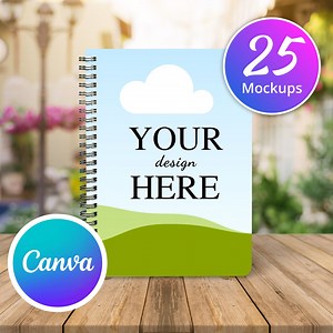 Canva Spiral Notebook Mockup Bundle, Canva Template Link Mock Up, Edit in Canva, Spiral Notebook Mockup, Mock Up - Etsy