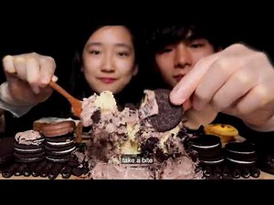 ASMR EXPLODING CHOCOLATE CHEESE CAKE, HAAGEN DAZS ICE CREAM, OREO 초콜릿 아이스크림 먹방 爆漿芝士蛋糕FT GF MAR ASMR