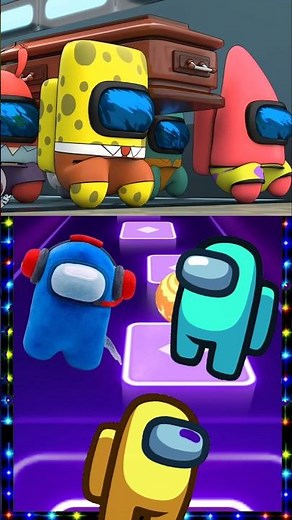 Among Us SpongeBob SquarePants Transformation Coffin Dance Tiles Hop #coffindance