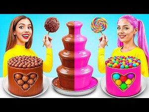 Chocolate Fountain Fondue Challenge | Kitchen Hacks with Cake Decoration by Candy Land