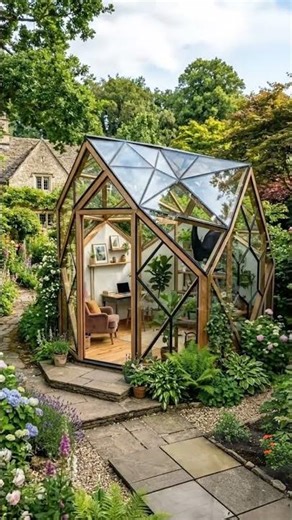 I Rebuilt a Run-Down Greenhouse into a Luxury Geometric Glass Garden Studio