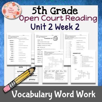 5th Grade Open Court Reading Unit 2 Week 2 VOCABULARY WORD WORK