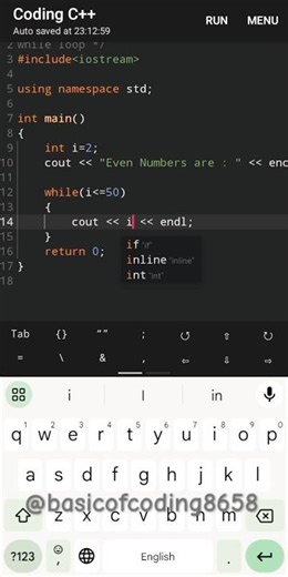 #30 - Print 1 to 50 Even numbers using While Loop in C++ programming #cpp#evennumbers#basicofcoding