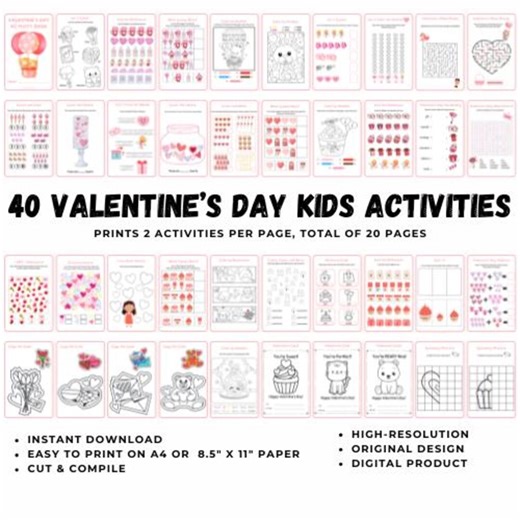 Seasonal Special: VALENTINE Activity Sheets for Kids With FREE Lollipop Holder & Appreciation Gift Tags - Etsy