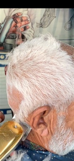 Massive White Hair to FULL BALD 😱🔥 | Satisfying Barber ASMR #barber #shorts #asmr #headshave