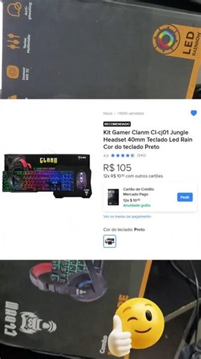 Kit Gamer barato do Mercado Livre ,Teclado, Mouse