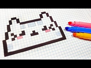 Handmade Pixel Art - How To Draw a Kawaii Cat #pixelart