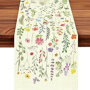 Amazon.com: Floral Leaf Spring Table Runner, Summer Flower Seasonal Holiday Indoor Home Kitchen Dining Table Party Decoration (Colorful, 13×72 Inches) : Home & Kitchen