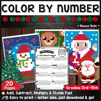 Christmas Two Step Word Problems | Add, Subtract, Multiply & Divide Fun
