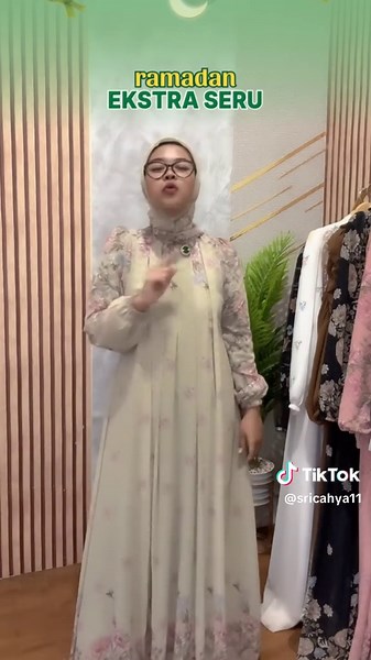 Amel - Gamis Medina Andini Dress Ceruty Printing Motif Set Hijab Segi Empat Depan Resleting