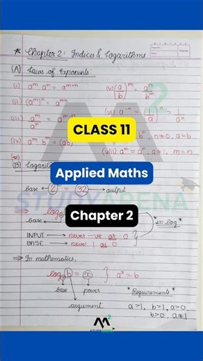 Class 11 - Applied Maths -Chaprer 2 Short Study Notes #shorts #studynotes